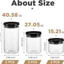 Rtteri 6 Pcs Glass Jars with Black Lids 15oz 27oz 41oz Canisters with Black Airtight Lids Stackable Glass Food Storage Containers Pantry Storage Jars PP Material Airtight