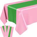 Oudain 3 Pcs Witch Princess Theme Party Pink & Green Party Tablecloth 54 x 108 Inch Plastic Rectangle Tablecloth Waterproof Table Cover for Witch Princess Theme Birthday Decoration