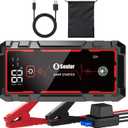 5000A Jump Starter Car Battery Jumper Starter Portable with Jumper Cable, Quick Charge Power Bank, 3 Modes Flashlight, Compass (Coral Red)