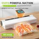 Vacuum Sealer Machine 95KPA Powerful Suction, 10s Fast Seal, Dry & Moist Modes, Compact Food Vacuum Sealer with 30 Bags Included, Automatic Food Saver for Meal Prep, Sous Vide & Kitchen Storage