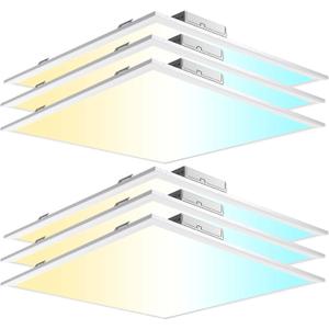 AIKVSXER 6 Pack 2x2 LED Flat Panel Light 40W 3000K/4000K/5000K, Brightness Dimmable 2x2 LED Light Drop Ceiling, 4400LM Recessed Drop Ceiling Lights for Office, Home - 120V Input Voltage (Triac Dimming)