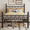 Twin Bed Frame with Headboard, 14 Inch Classic Metal Platform Bed Frame, Under Bed Storage, No Box Spring Needed, Easy Assembly, Black