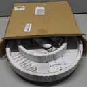 Farmhouse Two Tiered Wooden Tray Stand, UBTKEY 2 Tier Wood Round Decorative Tray with Metal Handle for Home Kitchen Seasonal Holiday Decorations, 17"x13" (Distressed White)