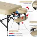 CLORIS 84" Professional Massage Table Portable 2 Folding Lightweight Facial Salon Spa Tattoo Bed Height Adjustable with Carrying Bag & Aluminium Leg Hold Up to 1100LBS Cream