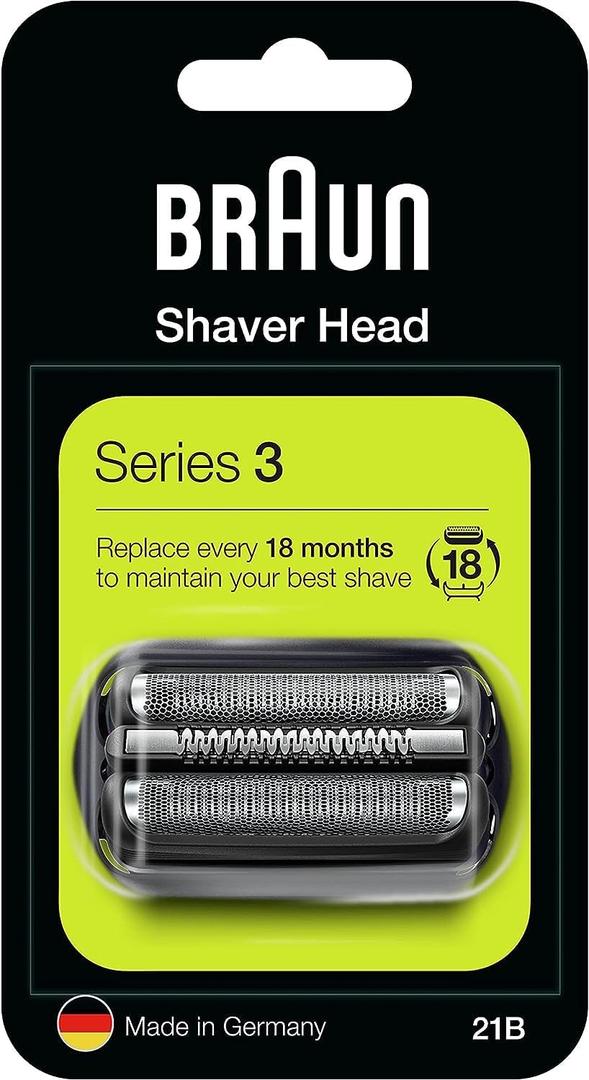 Braun 21B Series 3 Electric Shaver Replacement Foil and Cassette Cartridge - Black