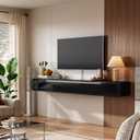 Fully-Assembled Floating TV Stand with Drawers, 94IN High Gloss Wall Mounted Entertainment Center, Modern Media Console with Storage, Under TV Shelf for Bedroom Living Room Black