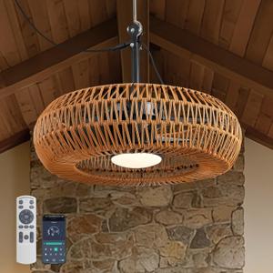 23.6" Outdoor Ceiling Fans with Lights for Patios, Waterproof Plug in Ceiling Fan with Remote, 3CCT Dimmable, Reversible, Gazebo Fan with Hanging Hook for Canopy,Pergola,Porch