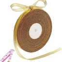 50 Yards Gold Glitter Ribbon 3/8 Inch, Sparkly Thin Solid Fabric Ribbon for Gift Wrapping, Crafts, Holiday Wedding Birthday Party Decoration Floral Bouquet, Metallic Gold Ribbon Roll