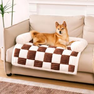 FUNNY FUZZY Pet Couch Covers for Sofa, Dog Couch Bed for Furniture Protector, Pet Bed Mat, Couch Cover for Dogs Washable with Non Slip, Medium, Brown (33.5"L x 30.5"W x 5.5"Th)