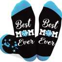 2 x Best Mom Ever Mothers Day Birthday Christmas Mom Gifts for Women Ball Game Dance Cheerleading Sports Themed Socks (Black)