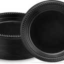 2 x Bluesky Cuisine Round Black Disposable Plates - 6" (Pack of 100) Durable & Microwave Safe Black Dessert Plates, Perfect Disposable Plastic Plates for Parties, Celebrations and Every Day