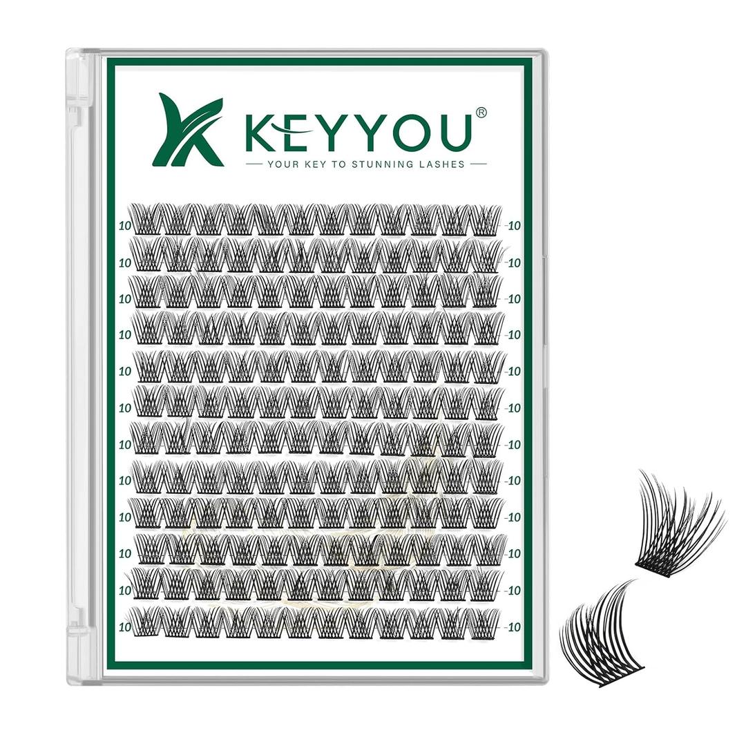 Lash Clusters 144pcs Individual Lashes D Curl 10mm Eyelash Clusters KEYYOU Air Touch Cluster Lashes Super Lightweight Soft Wispy Comfortable Easy DIY at Home(Air04-D-10mm)