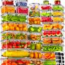 KEMETHY 70 PCS Food Storage Containers with Lids(35 Containers & 35 Lids), BPA-Free Plastic Food Containers for Kitchen Storage, Leak Proof, Reusable Meal Prep Containers with Labels & Pen