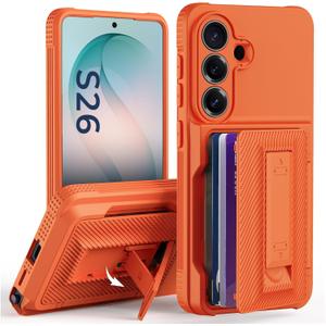 for Samsung Galaxy S26 Case Wallet with Card Holder (4-5Cards),[RFID Blocking][Kickstand][Military Drop Protection] Full Camera Protection Wallet Case for Samsung S26 Orange