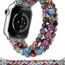 Moolia Stretch Natural Stone Strap Compatible with Apple Watch Bands 40/42/41/38mm Women, Jasper Handmade Bracelet Boho Beaded Band for iWatch Series 11 10 9 8 7 6 5 4 3 SE/Ultra 3 2 1