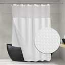 ALYVIA SPRING Waffle Weave Shower Curtain with Snap-in Fabric Liner & Hooks Set: Hotel Style & Top Sheer Window, Double Layers & Machine Washable for Easy Clean, 71x72, White