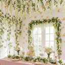 Canlierr 52 Pcs Fairy Birthday Party Decorations Set 4pcs Total 23.6ft Wisteria Artificial Flowers Garland Banner 48pcs 3D Butterfly Hanging Decor for Garland Wedding Home Tea Girl Party(White)