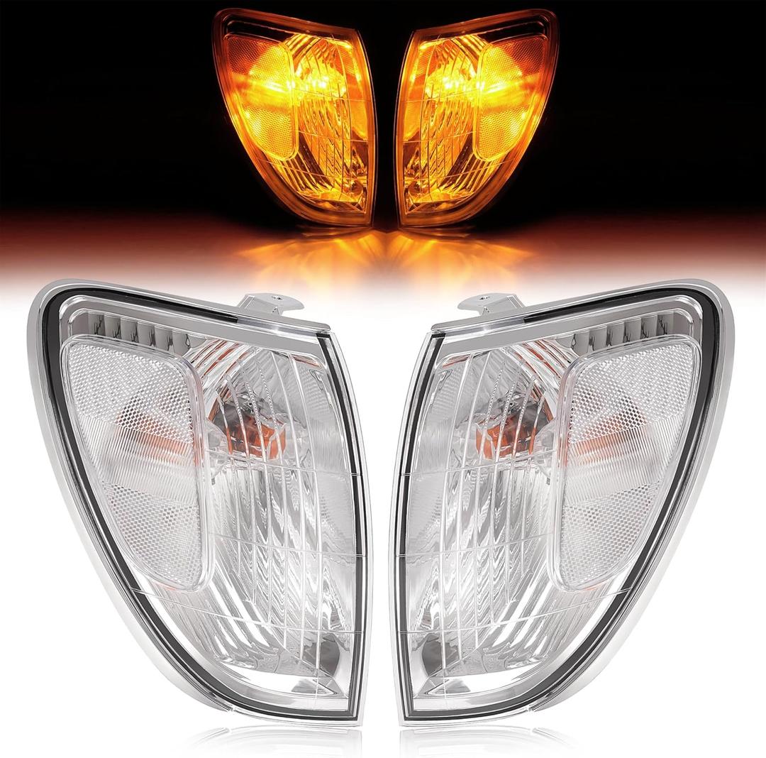 HECASA Pair Corner Lights Compatible with 1998-2004 Toyota Land Cruiser Replacement for 81520-60350 81510-60480 Corner Lamps Parking Light Assembly Plastic Clear Lens (Driver&Passenger Side)