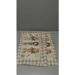 Artoid Mode Buffalo Plaid Bunny Happy Easter Placemats Set of 4, 12x18 Inch Seasonal Holiday Table Mats for Party Kitchen Dining Decoration (Brown)