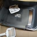 Stainless Steel Litter Box with Lid,Side Entry Litter Box,Covered Enclosed Cat Litter Box,Metal Litter Boxs,Odorless Non-Stick with High Sided Enclosure&Scoop for Kitty to Medium Cats(Grey)