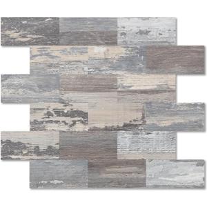 2026 New Upgrade Peel and Stick Backsplash Tile, Peel and Stick 11.34" X 11.57" Wall Tile for Kitchen, Bathroom, Fireplace, Laundry (Light Rustic, 1 Pack)
