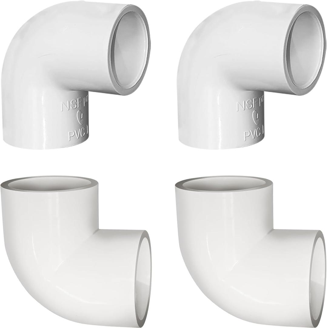 2" PVC 90 Degree Elbow, 2 Way Right Angle PVC Pipe Fitting, 4Pcs Pipe Fitting, Corner Fittings for Sch40 Pipe DIY Frame and DIY Shelf Building Furniture Garden Support Structure