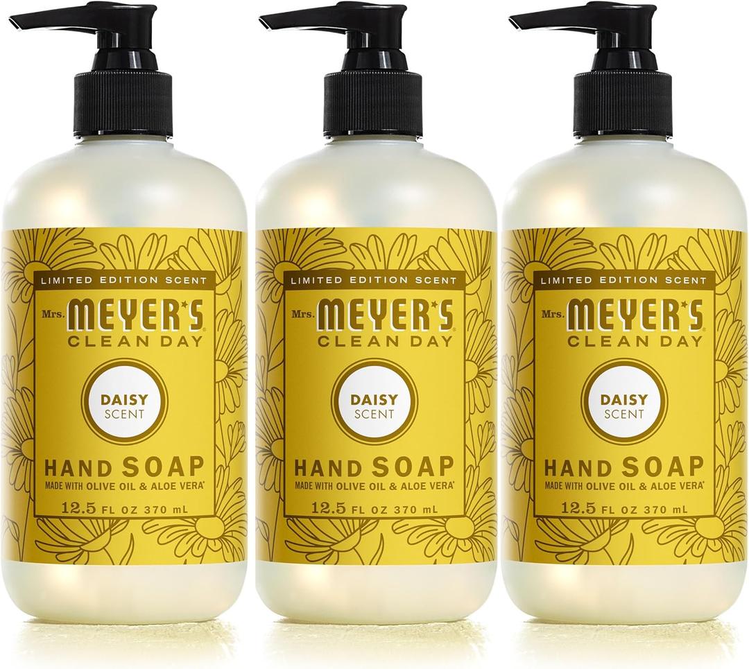MRS. MEYER'S CLEAN DAY Liquid Hand Soap, Daisy Scent, 12.5 Ounce Bottle (Pack of 3)