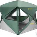 Camping Tent,Instant Cabin Tent, Setup in 60 Seconds, 4 Person Pop up Tents for Camping, Hub Tents, Rainfly, Windproof, UV Resistant, Large Camping Tent Sun Shelter with Removable Floor (Green)