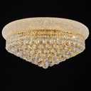 12 - Light Flush Mount Crystal Chandelier for Living Room Dining Room Entryway Hallway Bedroom Foyer Gold Finish, Size: 24"