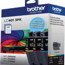 Brother Genuine LC401 Standard Yield 3-Pack Ink Cartridges Includes 1 Cartridge Each of Cyan, Magenta and Yellow , 3 Count (Pack of 1)