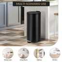 Towallmark 30L/8Gal Round Trash Can, Stainless Steel Garbage Can with Soft Close Lid, Step-On Garbage Bin with Removable Inner Bucket and Foot Pedal, Removable Inner Bucket for Living Room, Kitchen