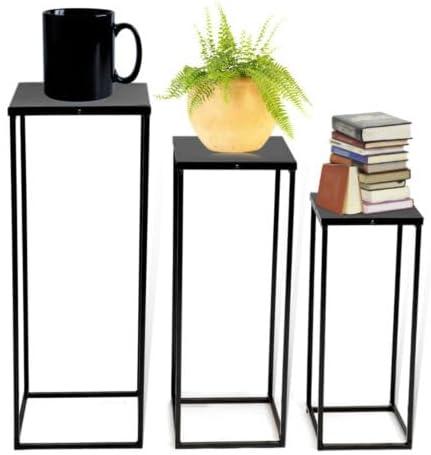 3PCS Wedding Flower Stand Metal Column Frame Centerpiece Vase Stand Rectangle Display Stand Black Centerpieces Wedding Flower Holder Removable Square Flower Rack for Party Decor(Black, 3PCS)