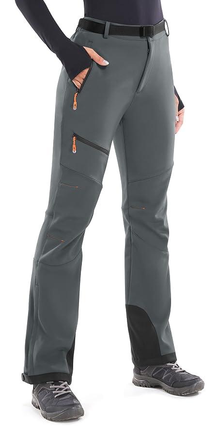 Heathyoga Women’s Snow Pants Waterproof Ski Pants for Women Snowboard Pants Women’s Hiking Pants Fleece Cargo Pants Gray, Size Medium