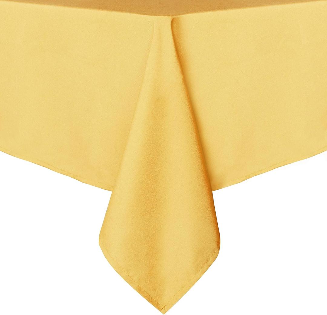 sancua Rectangle Tablecloth - 60 x 84 Inch - Stain and Wrinkle Resistant Washable Polyester Table Cloth, Decorative Fabric Table Cover for Dining Tables, Buffet Parties and Camping, Yellow