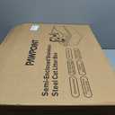 Cat Litter Box Stainless Steel Enclosure, Comfortable Space for Large Cats and Kittens, Easy to Clean Smooth Surface, Durable Metal Build with Cover, Litter Pad, Footboard and Shovel (Dark Gray)