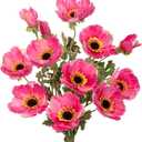28.3" Pink Artificial Flowers Poppy Flowers 3Pcs Silk Fake Poppy Flowers Real Touch Faux Poppies Spring Flower Long Stem Arrangement with 4 Heads for Party Centerpiece Bouquet Table Home Decoration