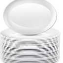 Dandat 36 Pcs Large Serving Platters Oval Trays White Plates Serving Dish for Wedding Party Restaurant Home Steak, Taco, Sushi, Appetizer, Cake (14 Inch)