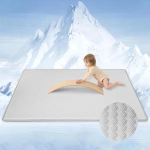 Baby Play Mat for Summer,1.3 Thick Memory Foam Cooling Floor Tummy Time Mat, Soft & Breathable, Non-Slip Rectangular for Toddlers Playtime & Rest(Grey,59"x79")