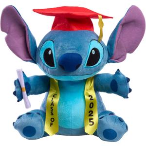 Disney Stitch Class of 2025 Graduation 13-inch Large Plush Stitch Stuffed Animal. Blue, Alien, Kids Toys for Ages 2 Up by Just Play