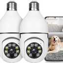 UPULTRA Light Bulb Security Camera Outdoor 2packs HD Wireless 5GHz/2.4GHz WiFi Home IP Cameras E27 360 Degree Panoramic,Motion Detection and Alarm,Two-Way Audio,Night Vision