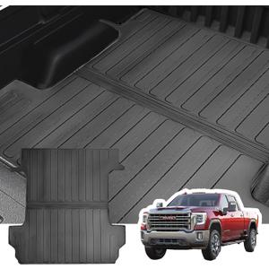 Truck Bed Mats, Compatible with 2019-2024 Chevy Silverado 1500 / GMC Sierra 1500 Accessories 5.8Ft Bed Mat, All Weather TPE Truck Bed Liner, Pickup Car Bed Cargo Mat