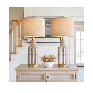 25" Modern 3-Way Dimmable Touch Control with USB A+C Ceramic Table Lamp for Living Room Bedroom Farmhouse Nightstand Bedside Brown, 1 Pack