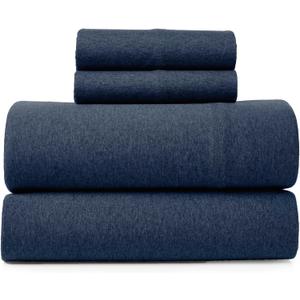 Road Trip America Jersey Sheets Set - 4 Pieces Full Cotton Sheets Set - Soft Cozy Stretchy Knit Bed Linen (Navy Blue, Full)