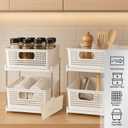 2 Tier Kitchen & Cabinet Drawer Storage Rack With Sliding Baskets  Adjustable Shelf Laundry Room Organization| Under Sink Organizer For Bathroom Accessories & Kitchen