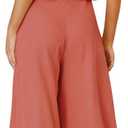ROYLAMP Women's Summer 2 Piece Outfits Round Neck Crop Basic Top Cropped Wide Leg Pants Set Jumpsuits (Orange, M)