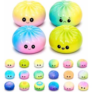 4Pcs Dumpling Squishies Mystery Box,18 Colors Random Mystery Glitter Dumpling Squishies Toy Gift Box,Colorful Dumplings Stress Balls Fidget Sensory Toy Desk Toys for Adults (Random 4 Colors)