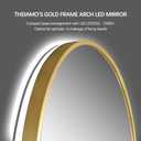 40"x30" Arched LED Bathroom Mirror, Wall Mounted Backlit Mirror with Lights Fog Free Lighted Framed Mirror Smart Anti-Fog 3 Color Temperatures Adjustable Brightness Gold