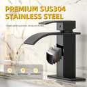 Ryuwanku Bathroom Faucet Matte Black Modern Waterfall Bathroom Sink Faucet with Single Handle Suitable for 1 or 3 Holes,Supply Deck Plate and Hose