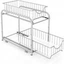 AIYAKA under sink storage 2 Tier Stackable Sliding Basket Organizer Drawer For Kitchen And Bathroom/Cabinet Drawers,silver