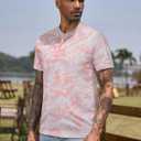 TAPULCO Mens Collarless Golf Shirts Short Sleeve Dry Fit Stretch Casual Breathable Lightweight Tshirts (Pink, S)
